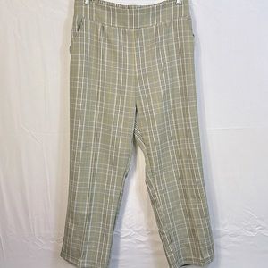 Lulus Plaid Stretch Waist Pants Size XL like new Gray Black & Gold